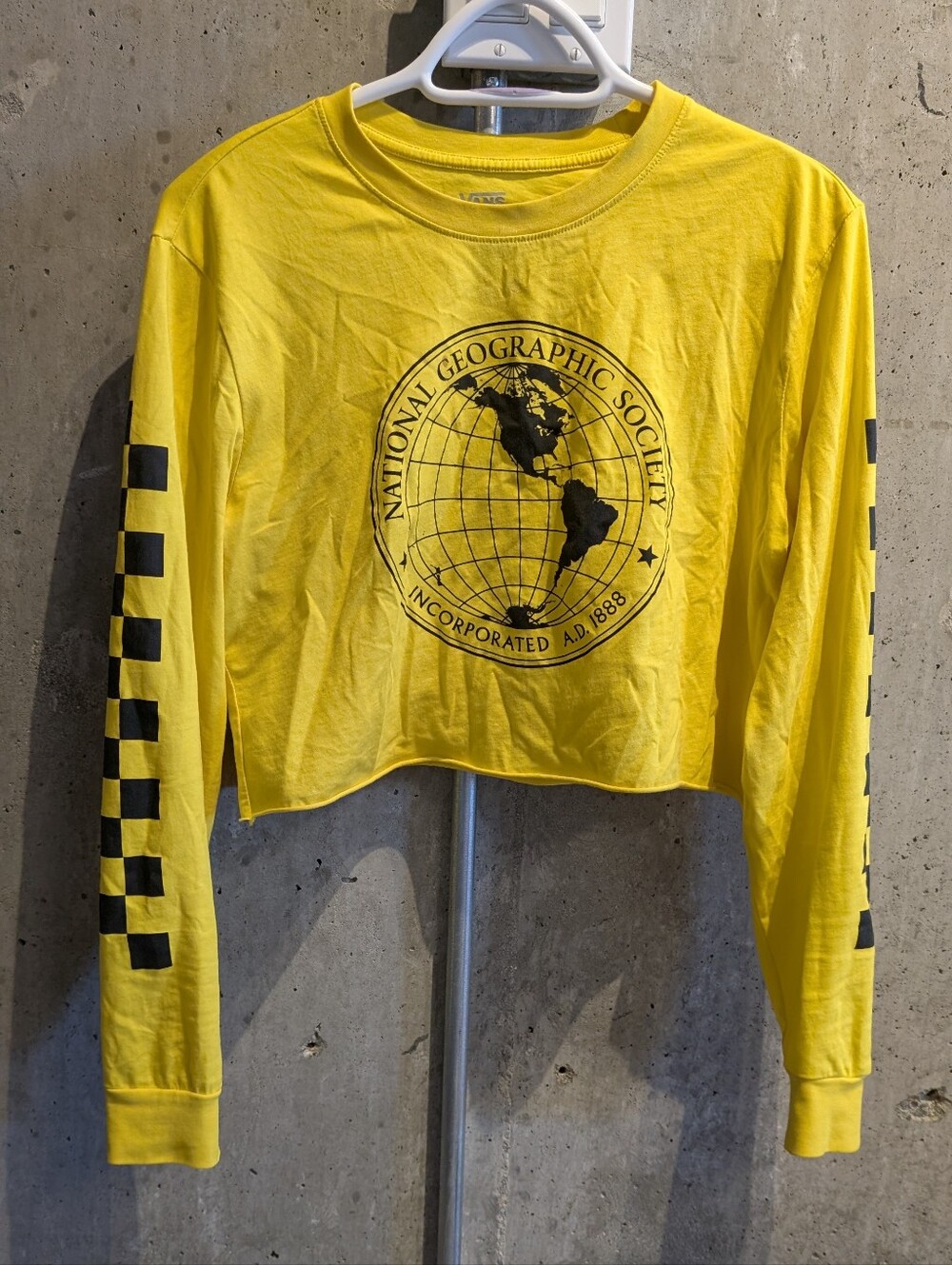 Vans Yellow Cropped Long Sleeve Top Size S